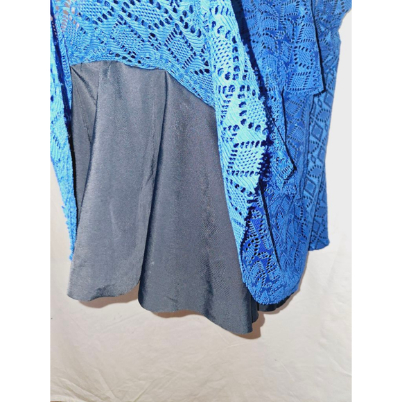 Catherines Size 34W Blue crochet lace swim tankini built in bra beachwear - Picture 2 of 6